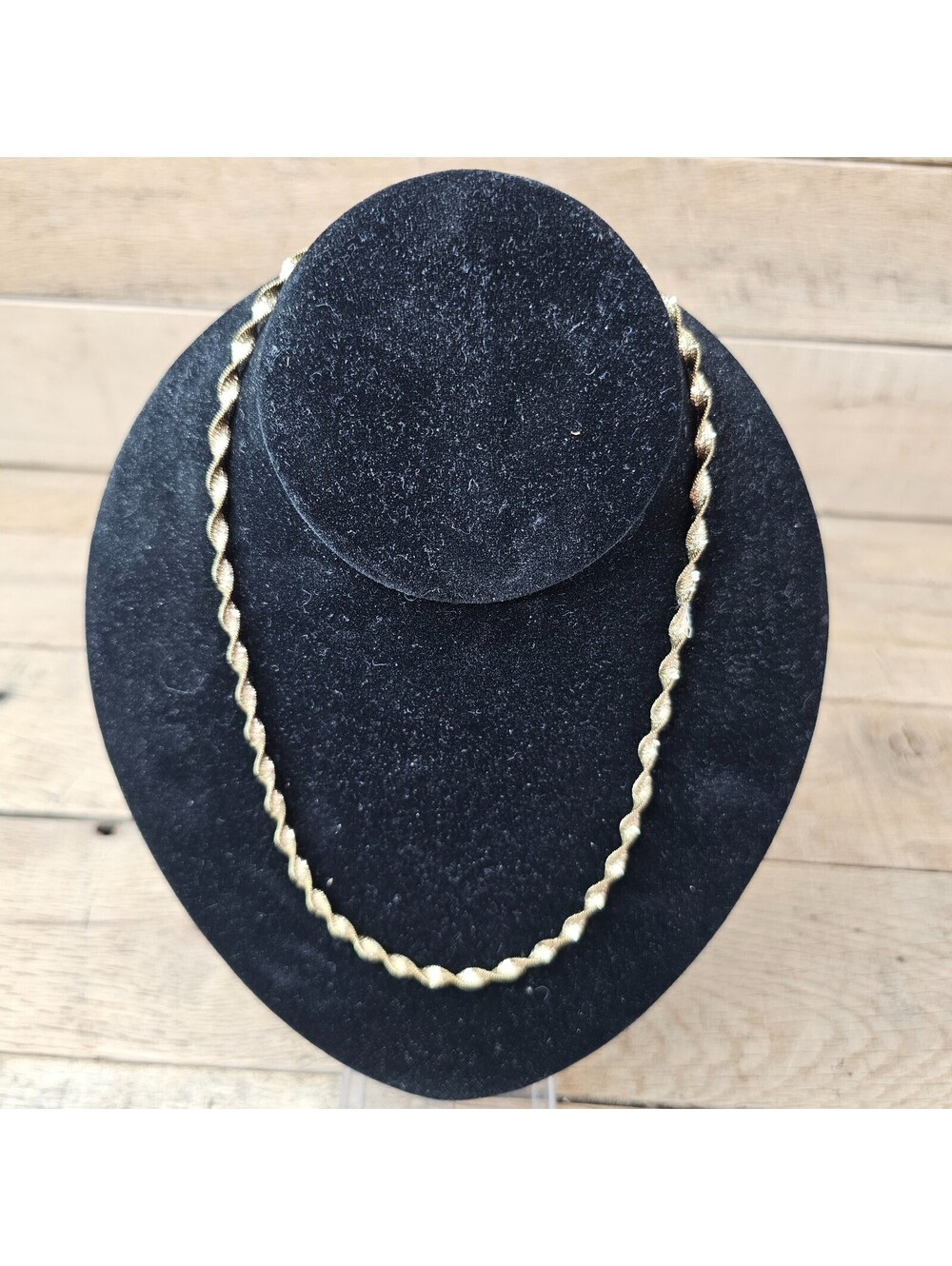 925 Sterling Silver Gold Tone Italy Twist Herringbone Chain Necklace 8.6g